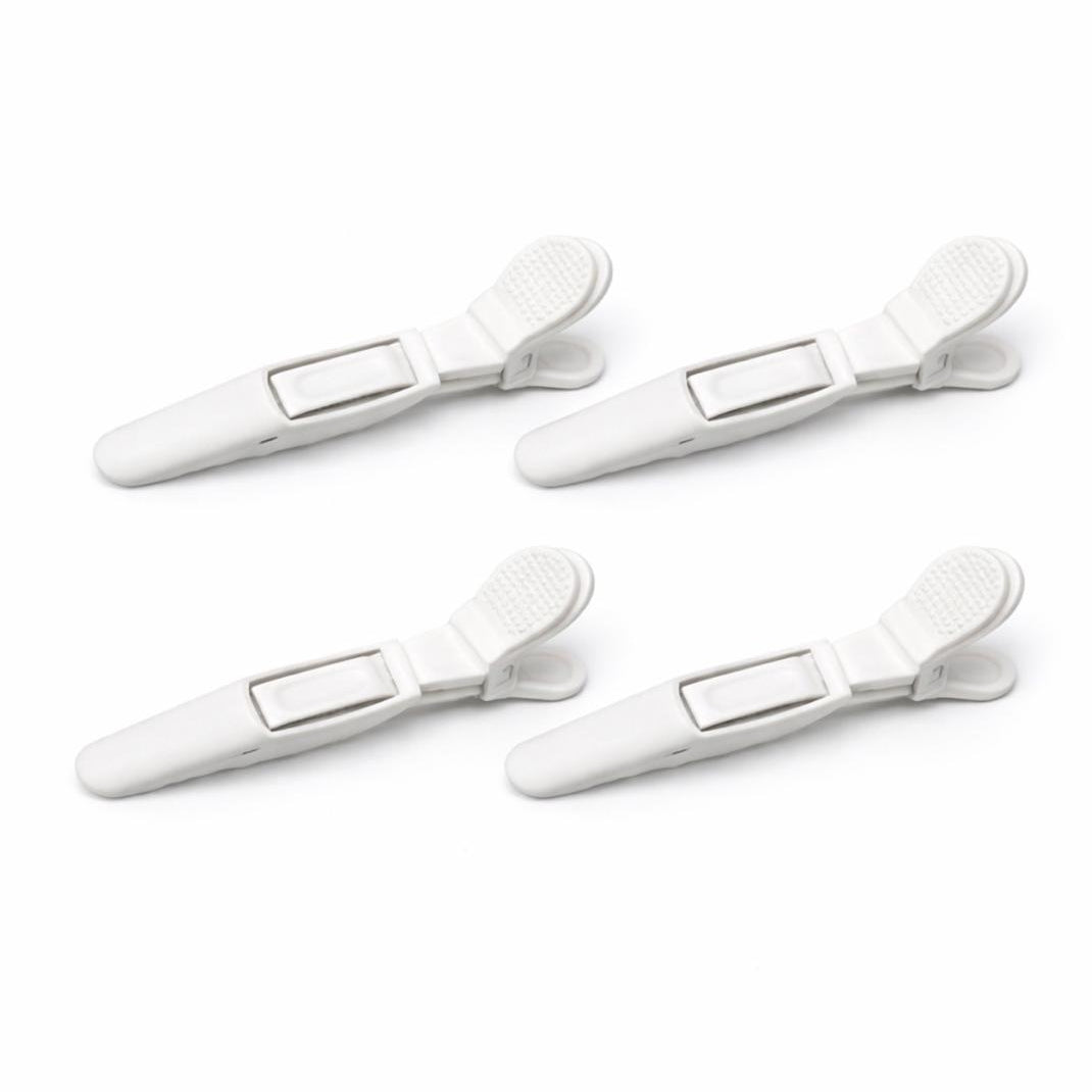 4er Set große, weiße Abteilklammern zum präzisen Abteilen von Passées für Extensions – Rovia Hair Zubehör