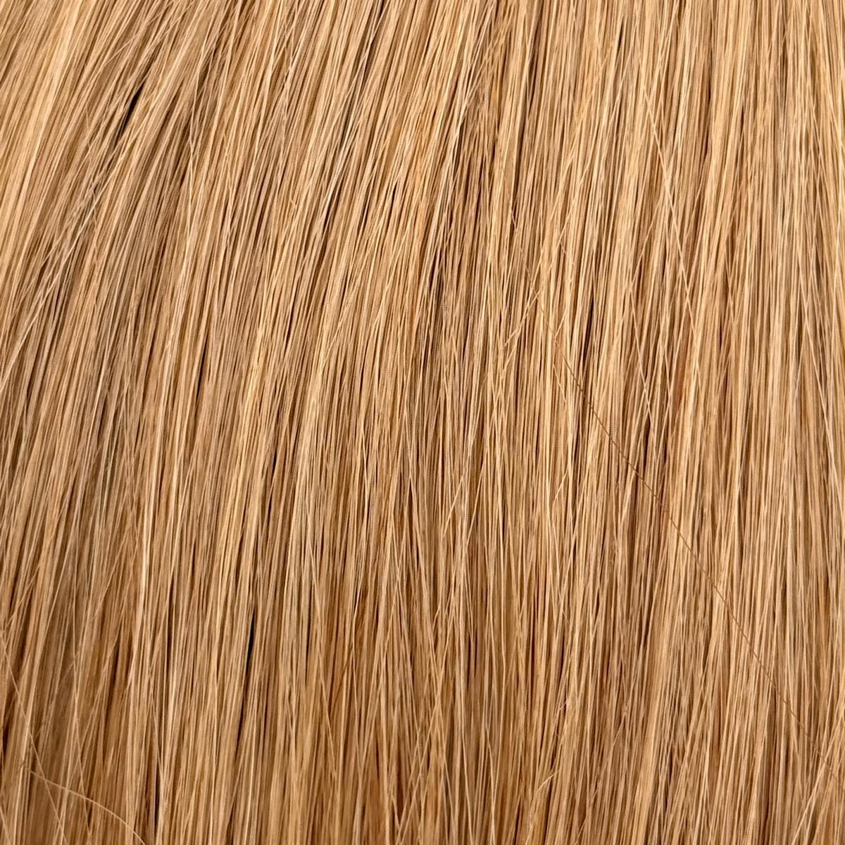 Nahaufnahme der Echthaar-Struktur von Bonding Extensions in Asch-Blond