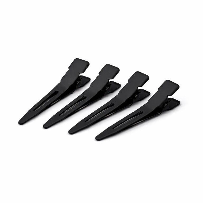4 kleine schwarze Abteilklammern zum präzisen Fixieren von Deckhaar und Passées – Rovia Hair