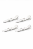 4er Set große, weiße Abteilklammern zum präzisen Abteilen von Passées für Extensions – Rovia Hair Zubehör
