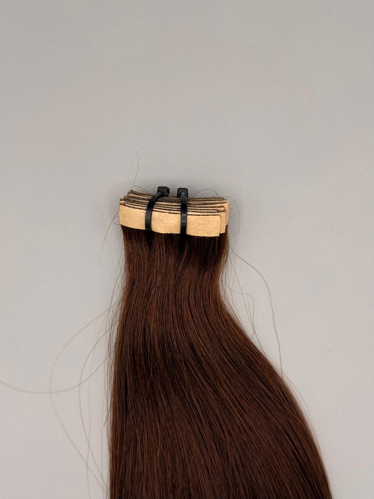 Tape In Extensions Haselnussbraun 60 cm aus 100 % Remy-Echthaar, ROVIA Hair Basel