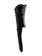 Frontalansicht der antistatischen Entwirrbürste für Haarverlängerungen in Schwarz – Rovia Hair