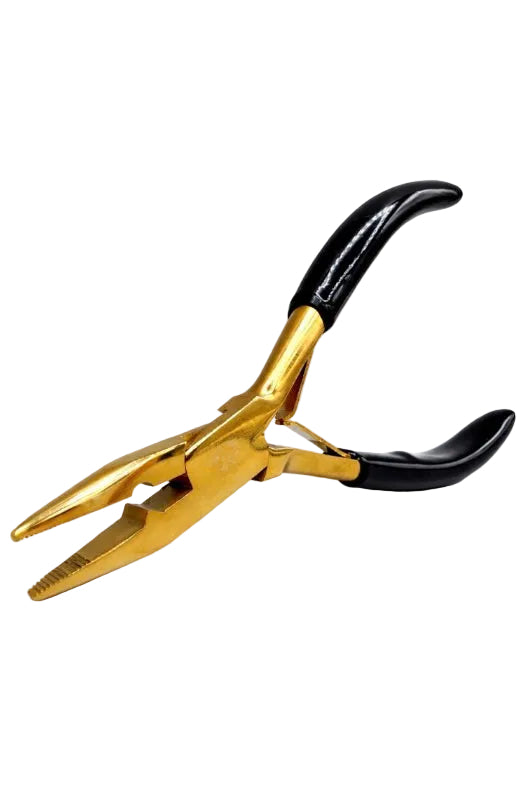 Ergonomische Zange für Haarverlängerungen mit vergoldeter Spitze für schonenden Verschluss – Rovia Hair Zubehör